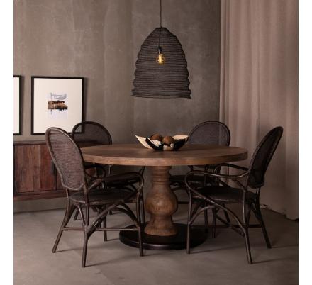 MESA COMEDOR NATURAL-NEGRO 140 X 140 X 75 CM - Imagen 2
