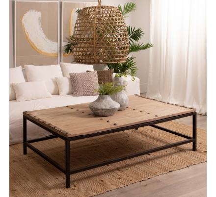 MESA CENTRO NATURAL MADERA DE OLMO 167 X 100 X 50 CM - Imagen 2