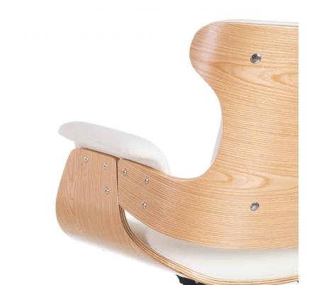 SILLÓN RUEDAS NATURAL-BLANCO SIMIL PIEL 68 X 62 X 85 CM - Imagen 5