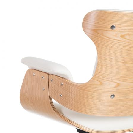 SILLÓN RUEDAS NATURAL-BLANCO SIMIL PIEL 68 X 62 X 85 CM - Imagen 5