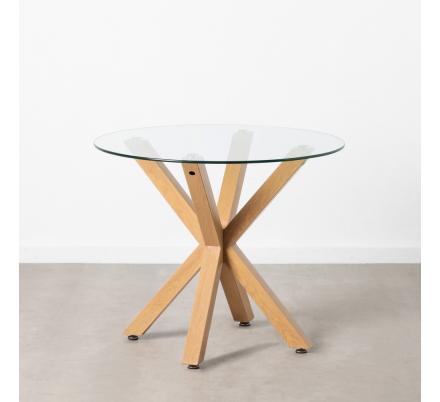 MESA COMEDOR NATURAL CRISTAL-METAL 90 X 90 X 76 CM - Imagen 1
