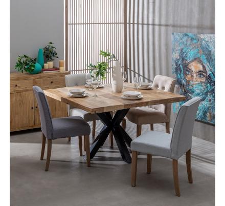 MESA COMEDOR NATURAL-NEGRO 130 X 130 X 76 CM - Imagen 2