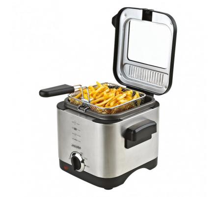 Freidora Acero Inox. 900w 1'5l Tapa Transparente Luz Control Cesta Elevable Asa Plegable