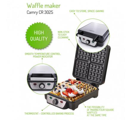 Walfrera 1500w C/termostato Para 4 Gofres Luz On/of Antiadherente Facil Limpieza