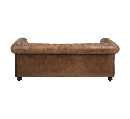 SOFÁ 3 PLAZAS MARRÓN PIEL SALÓN 206 X 85 X 74 CM