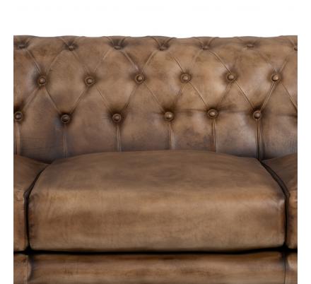 SOFÁ 3 PLAZAS MARRÓN PIEL SALÓN 206 X 85 X 74 CM