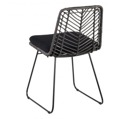 SILLA GRIS-NEGRO RATÁN/METAL SALÓN 45 X 54 X 81 CM