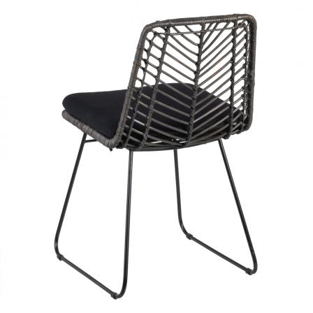 SILLA GRIS-NEGRO RATÁN/METAL SALÓN 45 X 54 X 81 CM