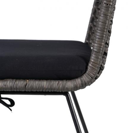 SILLA GRIS-NEGRO RATÁN/METAL SALÓN 45 X 54 X 81 CM
