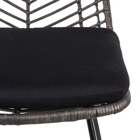 SILLA GRIS-NEGRO RATÁN/METAL SALÓN 45 X 54 X 81 CM