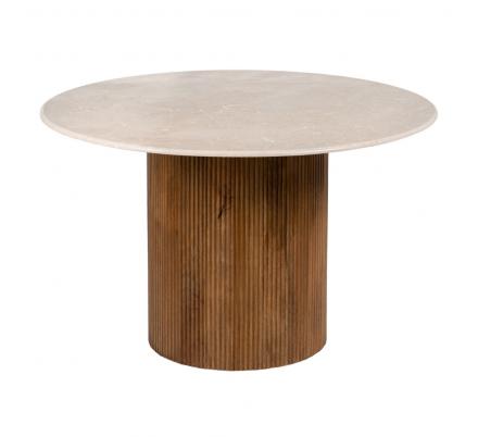 MESA COMEDOR NATURAL-CREMA MÁRMOL/MADERA 120 X 120 X 74 CM