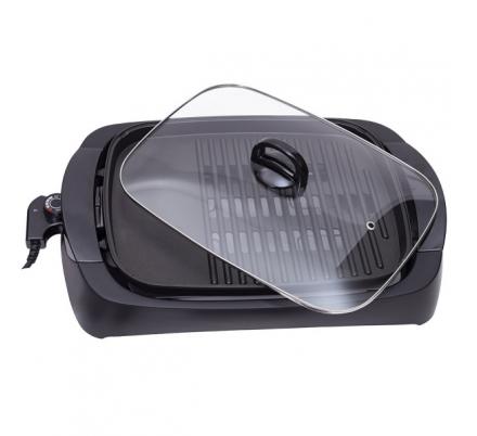 Grill Parrilla Electrica 3000w Reg.temperatura,antiadherente C/tapa De Vidrio Y Espatula 12x51x32 Cm