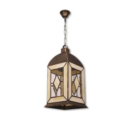 Farol Mediano Califa 1xe27 Oro Viejo/Beis Regx25x25 Cm