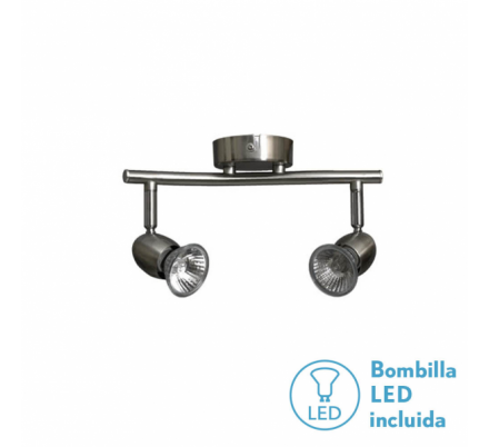 Regleta Foco Sonora Niquel 2xgu10 Bomb. LED incl 15x26