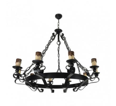 Lampara Rustica 10xe27 Medieval Negro Regx85x85 Cm