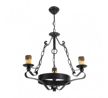 Lampara Rustica 3xe27 Medieval Negro Regx47x47 Cm