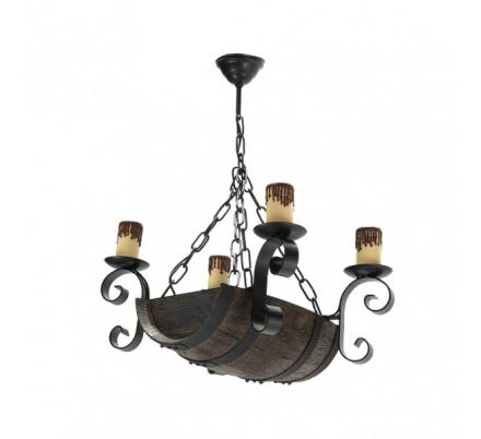 Lampara 4xe27 Barril Negro/marron Regx42x32 Cm