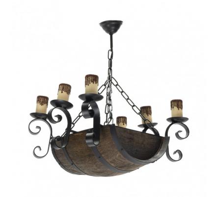 Lampara 6xe27 Barril Negro/marron Regx47x40 Cm