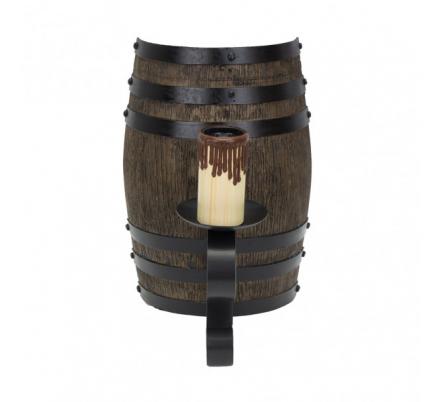 Aplique Barril 1xe27 Negro/marron 26x16x21 Cm