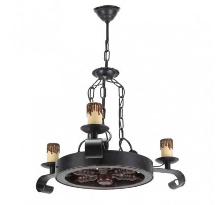 Lampara Rustica Rueda 3xe27 Marrón REGx51x51 Cm
