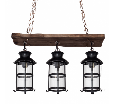 Colgante Rustico Cortijo 3xe27 Marron