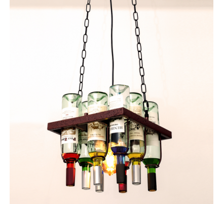 Colgante Bodega 1xe27 Marron Rustico 8 Botellas