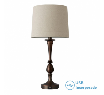 Sobremesa Khalifa1xe27 Marron 60´5x28x28 Cm Puerto Usb