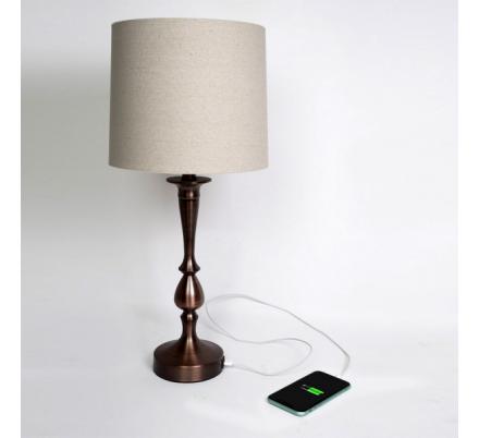 Sobremesa Khalifa1xe27 Marron 60´5x28x28 Cm Puerto Usb