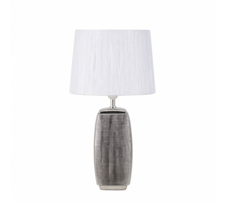 Sobremesa Cerámica Sucupira 1xe27 Plata Brillo  C/pant Blanca 54x30x30 Cm
