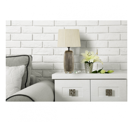Sobremesa Ceramica Sucupira 1xe27 Bronce Dorado C/pant Beis 54x30x30cm