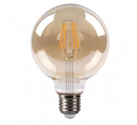 Bombilla Filamento Globo 13x9,5d 8w 750lm E27  Ambar 2700k