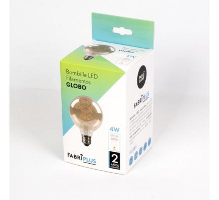 Bombilla Filamen.trenzado Globo 13x9,5d 4w 250lm  E27 Ambar 2200k
