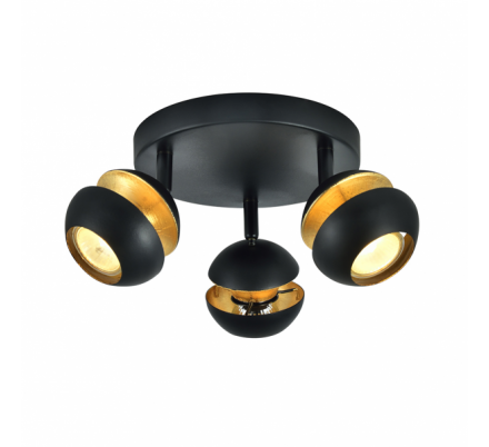 Plafon Beethoven 3xgu10 Negro/oro 14x22x22 Cm