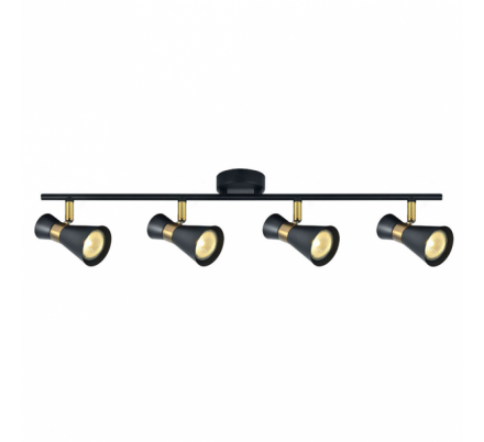 Regleta Maximo 4xgu10 Negro/cuero 15x69,5x8,5 Cm