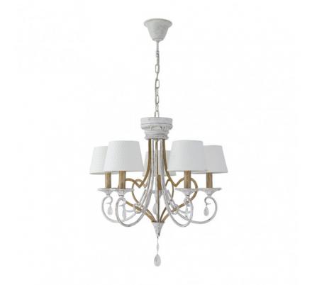 Lampara Crasas 5xe14 Blanco/oro Regx54x54 Cm