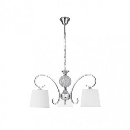 Lampara Bogota 3xe14 Cromo Pantalla Blanca  Regx57x57 Cm