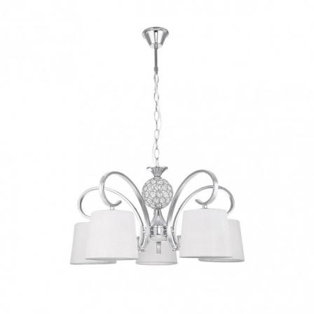 Lampara Bogota 5xe14 Cromo Pantalla Blanca  Regx57x57 Cm