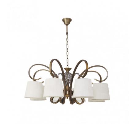 Lampara Bogota 8xe14 Cuero Pantalla Beis Regx75x75 Cm