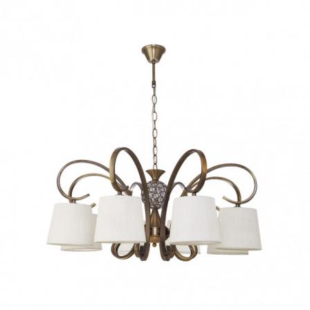 Lampara Bogota 8xe14 Cuero Pantalla Beis Regx75x75 Cm