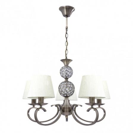 Lampara Ordoñez 5xe14 Cuero Pantalla Beis Regx60x60 Cm
