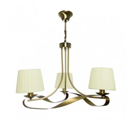 Lampara Baeza 3xe14 Cuero Pantalla Beis Regx52x52 Cm