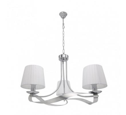 Lampara Baeza 3xe14 Cromo Pantalla Blanca Regx52x52 Cm