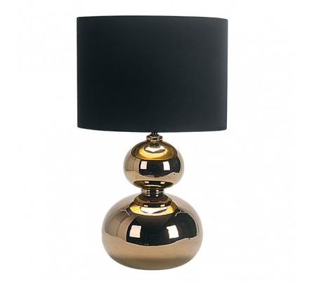 Sobremesa Ceramica Roa 1xe27 Oro Pantalla Negra 51x30x30 Cm