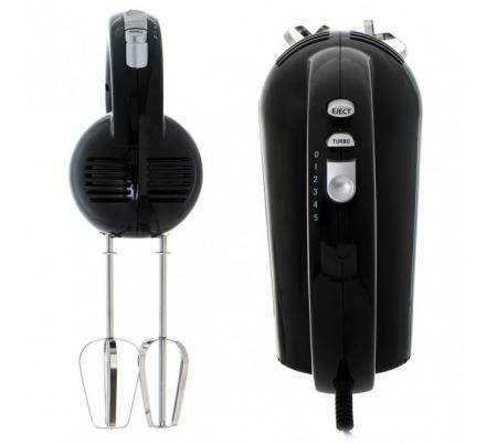 Batidora De Mano 800w Negra 5 Velocidades Botones Turbo Y Expulsion Acero Inox.