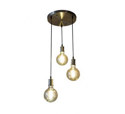 Lampara Celso 3xe27 Cuero/ambar Bombillas  Incluidas 24w 2700k 2250lm Regx36x36 Cm