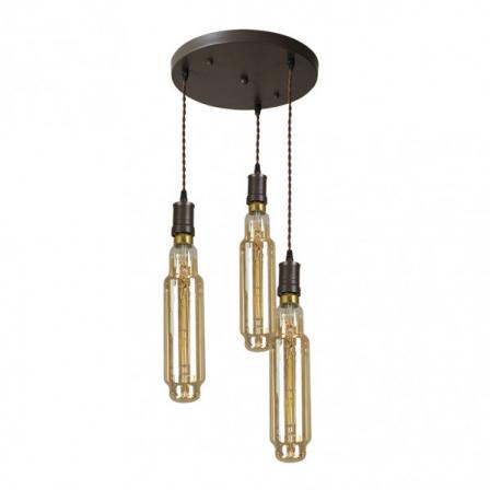 Lampara Elio 3xe27 Marron/ambar Bombillas Incluidas 24w 3000k 1920lm Regx30x30 Cm