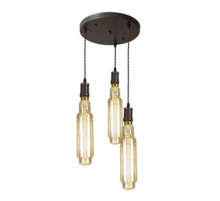 Lampara Elio 3xe27 Marron/ambar Bombillas Incluidas 24w 3000k 1920lm Regx30x30 Cm