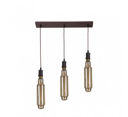 Lampara Elio 3xe27 Marron/ambar  Bombillas   Incluidas 24w 3000k 1920lm Regx64x8 Cm
