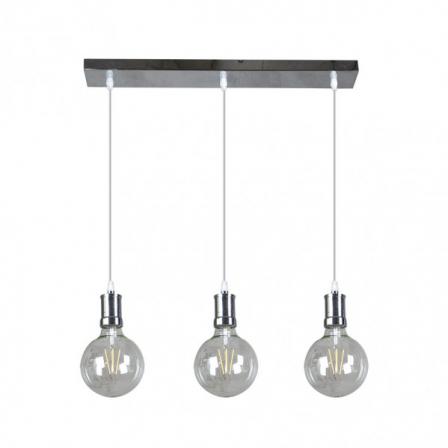 Lampara Prisco 3xe27 Cromo/transparente  Bombillas   Incluidas 24w 2700k 2550lm Regx64x12,5 Cm