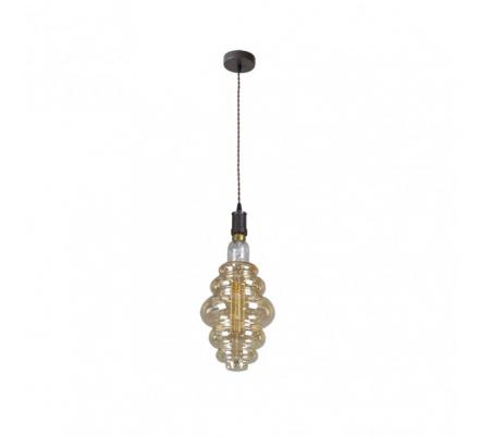 Colgante Loreto 1xe27 Marron/ambar  Bombilla Incluida 8w 3000k 620lm Regx20x20 Cm